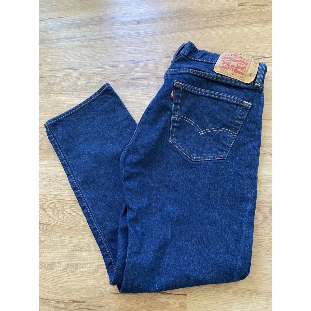 Levi's Men's 501 Original Fit Button Fly Straight Leg Blue Jeans W36 L32